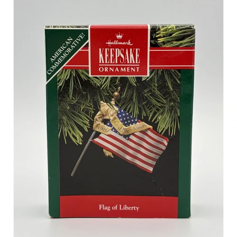 Hallmark Keepsake Ornament 1991 Flag of Liberty God Bless America Patriotic VTG